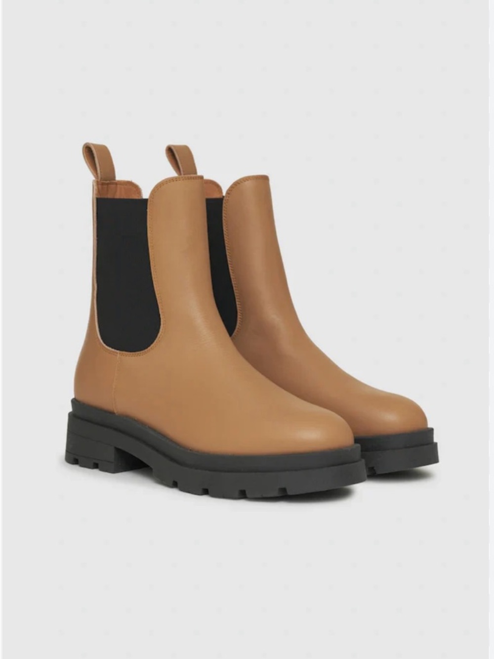 Anine Bing Justine Leather Chelsea Ankle Boots in Camel EU Size 37 US Size 7